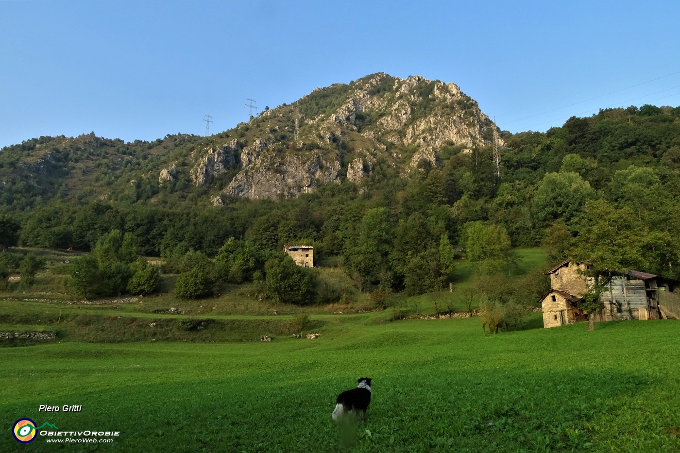 78 Grande bella radura prativa con vista sulla cima rocciosa del Pizzo di Spino versante sud.JPG